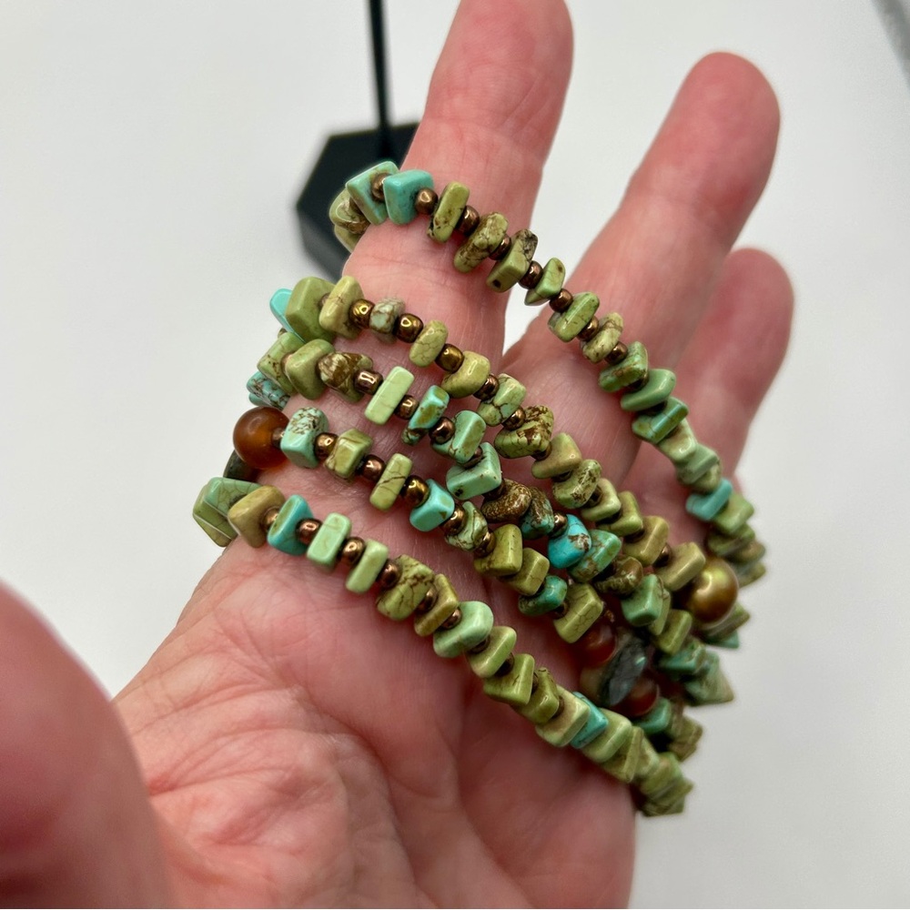 Artisan 5 Stone and Shell Beaded Bracelets - Picture 7 of 7